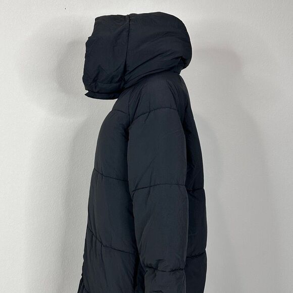 ZARA TRF Extra Long Black Puffer Coat Hooded Maxi Down Jacket S Water Repellent - Picture 15 of 16